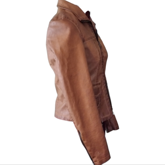 William Rast faux leather Bomber Biker Jacket zipper sleeves pockets fully lined - Picture 8 of 12